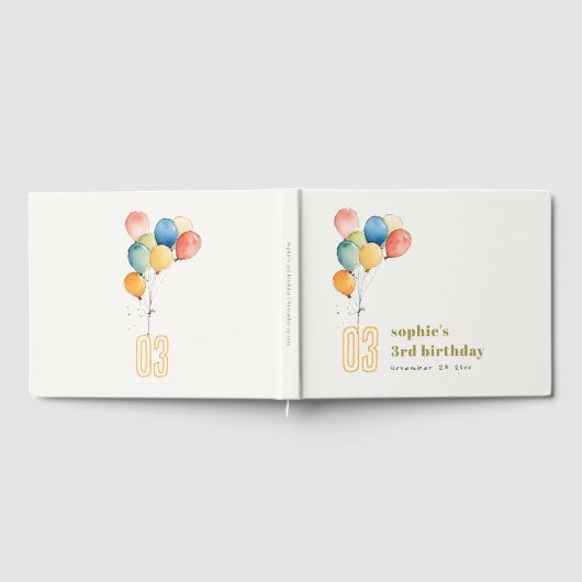 Kleurrijke Geel Rood Groene Ballonnen Kinderen Ver Gastenboek (Volledig)