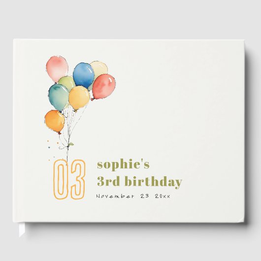 Kleurrijke Geel Rood Groene Ballonnen Kinderen Ver Gastenboek (Voorkant)