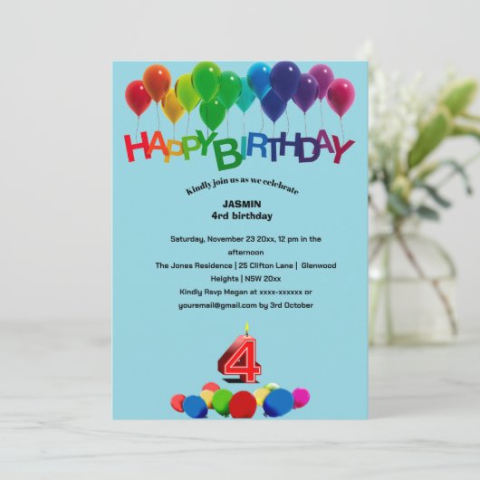 Kleurrijke Geel Rood Groene Ballonnen Kinderen Ver Kaart (Staand voorkant)