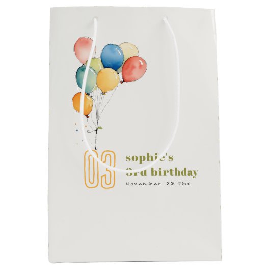 Kleurrijke Geel Rood Groene Ballonnen Kinderen Ver Medium Cadeauzakje (Voorkant)