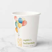 Kleurrijke Geel Rood Groene Ballonnen Kinderen Ver Papieren Bekers (Achterkant)