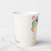 Kleurrijke Geel Rood Groene Ballonnen Kinderen Ver Papieren Bekers (Rechts)