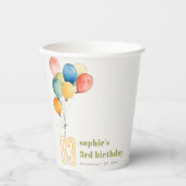 Kleurrijke Geel Rood Groene Ballonnen Kinderen Ver Papieren Bekers (Voorkant)