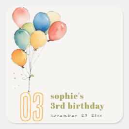 Kleurrijke Geel Rood Groene Ballonnen Kinderen Ver Vierkante Sticker