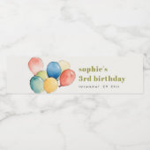 Kleurrijke Geel Rood Groene Ballonnen Kinderen Ver Waterfles Etiket (Enkel label)