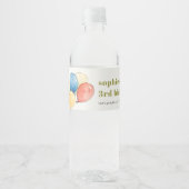 Kleurrijke Geel Rood Groene Ballonnen Kinderen Ver Waterfles Etiket (Voorkant)