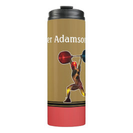 Kleurrijke geëlektrificeerde bodybuilder personali thermosbeker