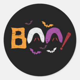 Kleurrijke geest "Boe!" Halloween-Sticker Ronde Sticker