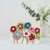 kleurrijke gehaakte bloemen briefkaart (Staand voorkant)
