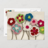 kleurrijke gehaakte bloemen briefkaart (Voorkant / Achterkant)