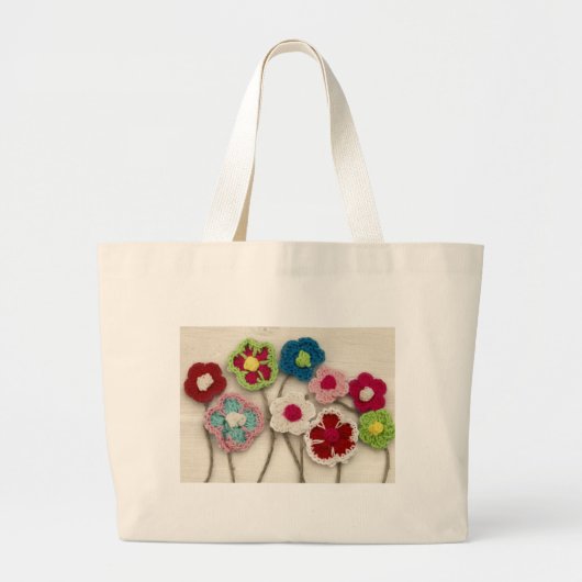 kleurrijke gehaakte bloemen grote tote bag (Voorkant)