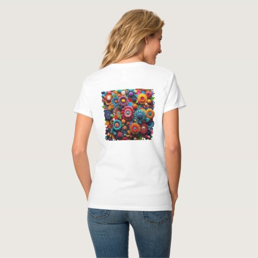 Kleurrijke gehaakte creaties t-shirt (Achterkant volledig)