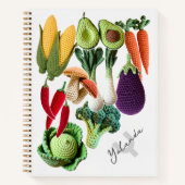 Kleurrijke gehaakte Plantaardige Paddenstoel Colla Notitieboek (Voorkant)