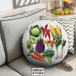 Kleurrijke gehaakte Plantaardige Paddestoel Voedse Rond Kussen