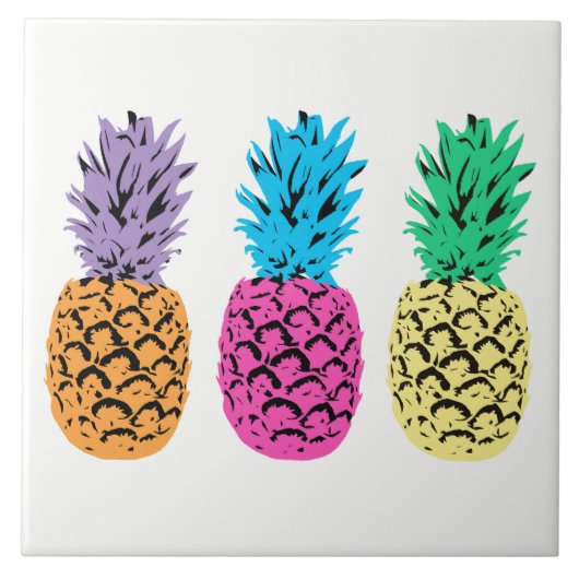 Kleurrijke geïllustreerde anananassen tegeltje (Voorkant)