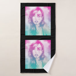 Kleurrijke geïllustreerde badkuip - Regenboog Badhanddoek