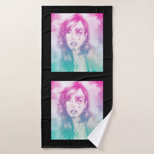 Kleurrijke geïllustreerde badkuip - Regenboog Badhanddoek (Badhanddoek)