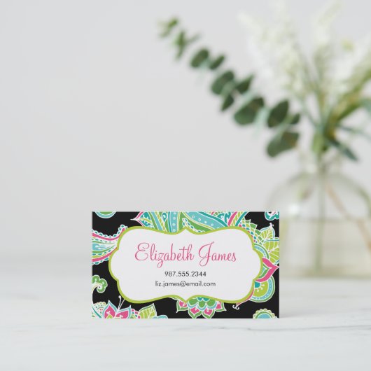 Kleurrijke geïllustreerde Bohemian Paisley Visitekaartje (Staand voorkant)