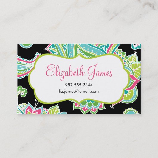 Kleurrijke geïllustreerde Bohemian Paisley Visitekaartje (Voorkant)