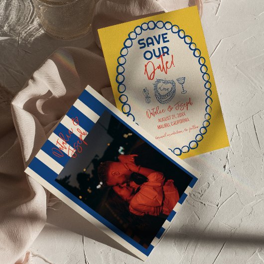 Kleurrijke geïllustreerde getrokken eigenzinnige f save the date