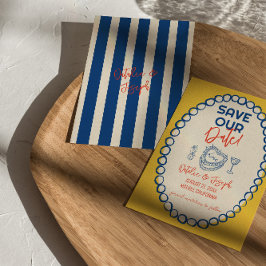 Kleurrijke geïllustreerde hand getekend eigenzinni save the date