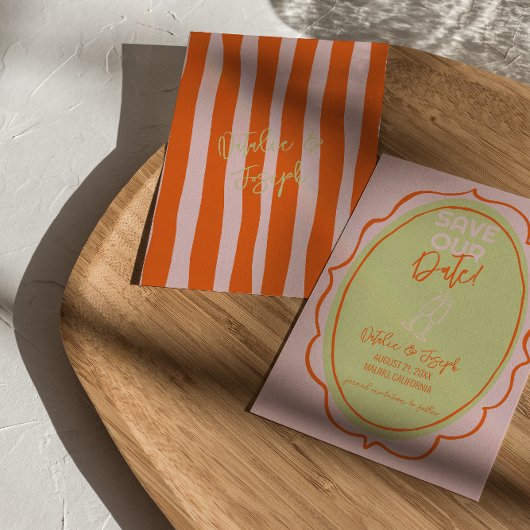 Kleurrijke geïllustreerde hand getekend geschilder save the date