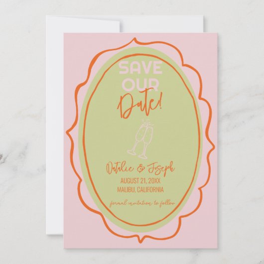 Kleurrijke geïllustreerde hand getekend geschilder save the date (Voorkant)