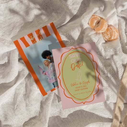 Kleurrijke Geïllustreerde Hand Getrokken Fotobruil Save The Date