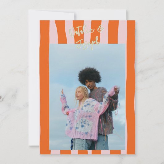 Kleurrijke Geïllustreerde Hand Getrokken Fotobruil Save The Date (Achterkant)