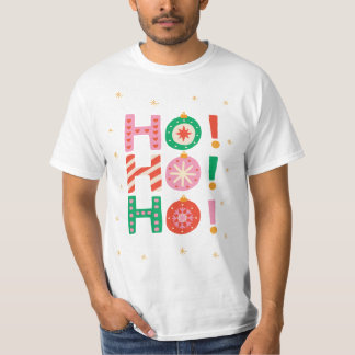 Kleurrijke geïllustreerde Ho-ho-ho Kerstmis T-shirt