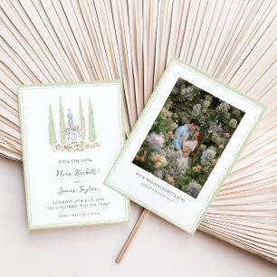 Kleurrijke geïllustreerde Italiaanse bruiloft met Save The Date