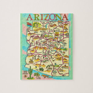 Kleurrijke geïllustreerde kaart van Arizona Legpuzzel