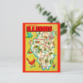 Kleurrijke geïllustreerde kaart van Illinois (Staand voorkant)