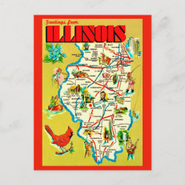 Kleurrijke geïllustreerde kaart van Illinois