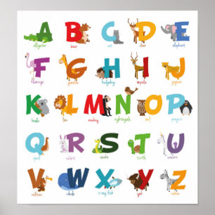 Kleurrijke geïllustreerde letters voor het alfabet poster