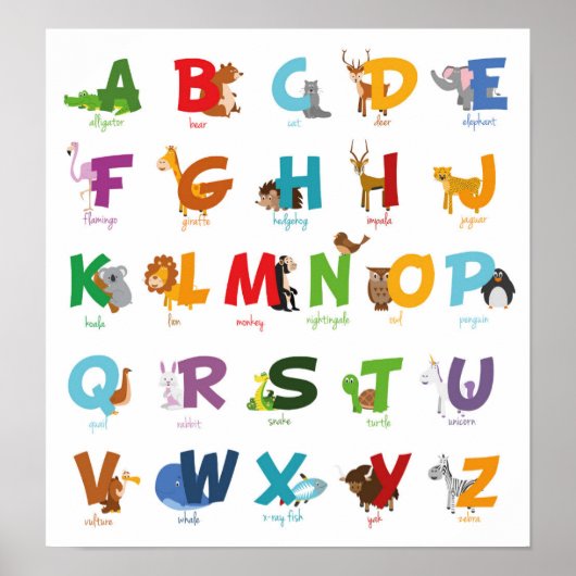 Kleurrijke geïllustreerde letters voor het alfabet poster (Voorkant)