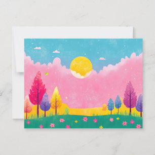 Kleurrijke geïllustreerde Natuur Briefkaart