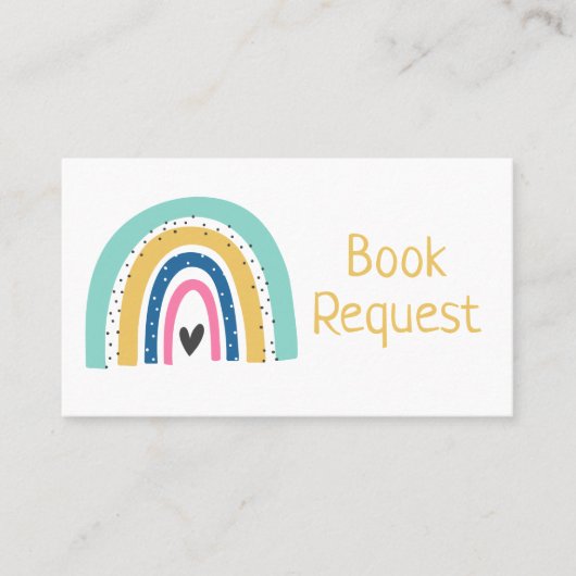 Kleurrijke geïllustreerde Rainbow Book Request Kaa Plaatskaartje (Voorkant)