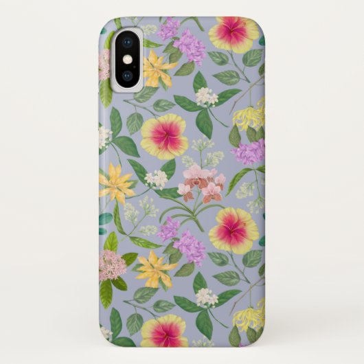 Kleurrijke geïllustreerde tropische bloemen patroo Case-Mate iPhone case (Achterkant)