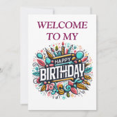 Kleurrijke Geïllustreerde Verjaardag - Uniek Feest Kaart (Voorkant)