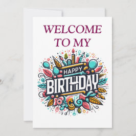 Kleurrijke Geïllustreerde Verjaardag - Uniek Feest Kaart