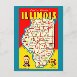 Kleurrijke geïllustreerde vintage Illinois kaart