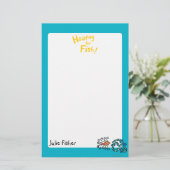 Kleurrijke geïllustreerde visvrienden briefpapier (Staand voorkant)