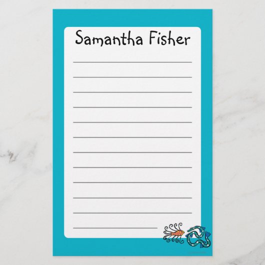 Kleurrijke geïllustreerde visvrienden briefpapier (Voorkant)