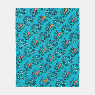 Kleurrijke geïllustreerde visvrienden fleece deken