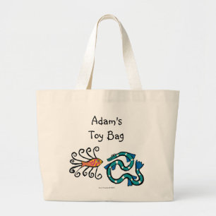 Kleurrijke geïllustreerde visvrienden grote tote bag