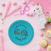 Kleurrijke geïllustreerde visvrienden papieren bordje (Feest)