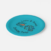 Kleurrijke geïllustreerde visvrienden papieren bordje (Gekanteld)