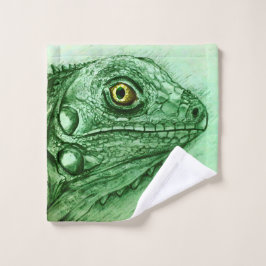 Kleurrijke geïllustreerde wasdoek - Iguana Washandje