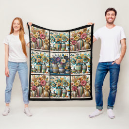 Kleurrijke  geïnspireerde Floral Quilt Pattern Fleece Deken